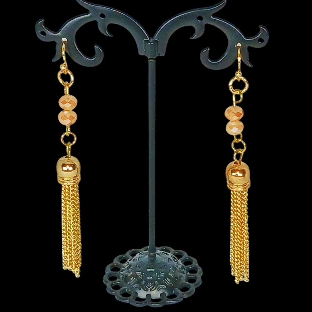 Gold Tassel Fringe Pierced Earrings Cowboycore Westerncore Countrycore Disco 70s
